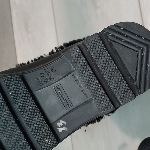 Hunter Womens Patent Pac Tall Rubber Sheepskin inside Boots shoes sz 10 - Picture 11 of 13